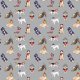 Fabric 19412 | Psy w ubraniach na szarym tle