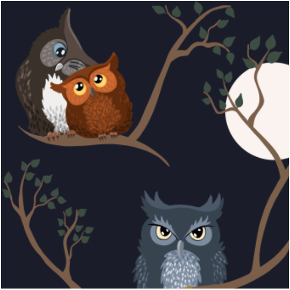 Tkanina 19490 | Awww owls (night)