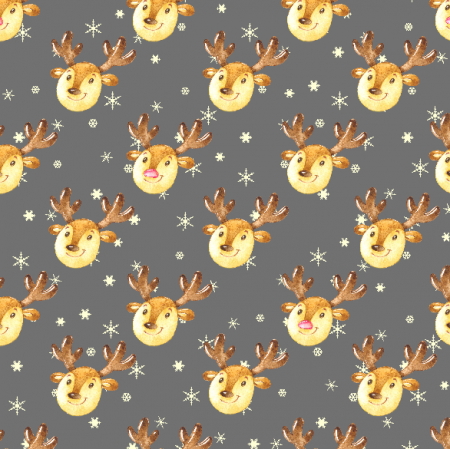Fabric 19494 | Cute reindeers on grey small