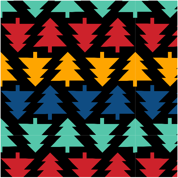 Tkanina 19578 | Choinki geometryczne  small black