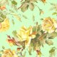 Tkanina 19679 | ZÓŁTE RÓŻE NA ZIELONYM TLE