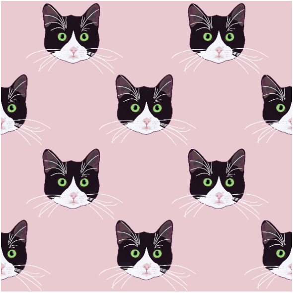 Fabric 19787 | B&W cats pink