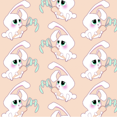 Fabric 19797 | White rabbits apricot