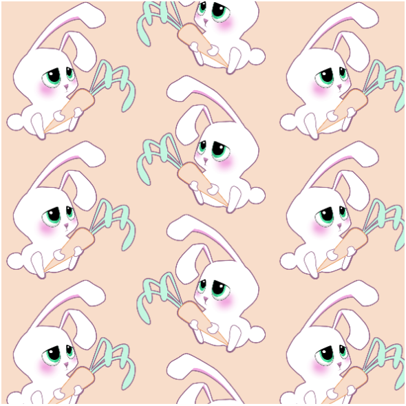 Fabric 19797 | White rabbits apricot