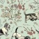 Fabric 19819 | PSY BASSETY - BASSET HOUNDS - GREEN BACKGROUND