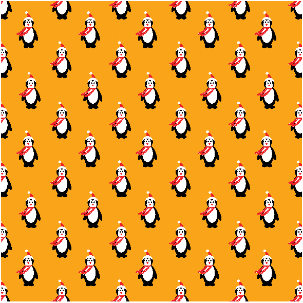 Tkanina 19898 | pingwinki na orange small