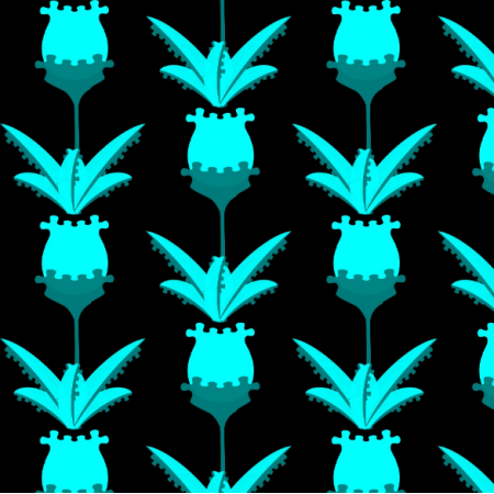 Tkanina  | kwiat niebieski neon