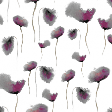 Fabric 20066 | pastelowe, szare, różowe maki - poppies