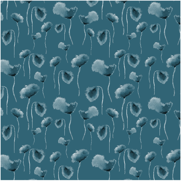 Fabric 20082 | malowane maki niebieskie - blue poppies