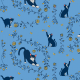 Fabric 20138 | cats & gold roses (blue) 2