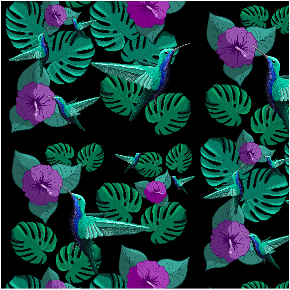 Fabric 20225 | Koliberki (czarne tło) 2