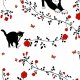 Tkanina 20272 | Cats and red roses 