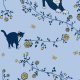 Tkanina 20274 | cats and roses light blue