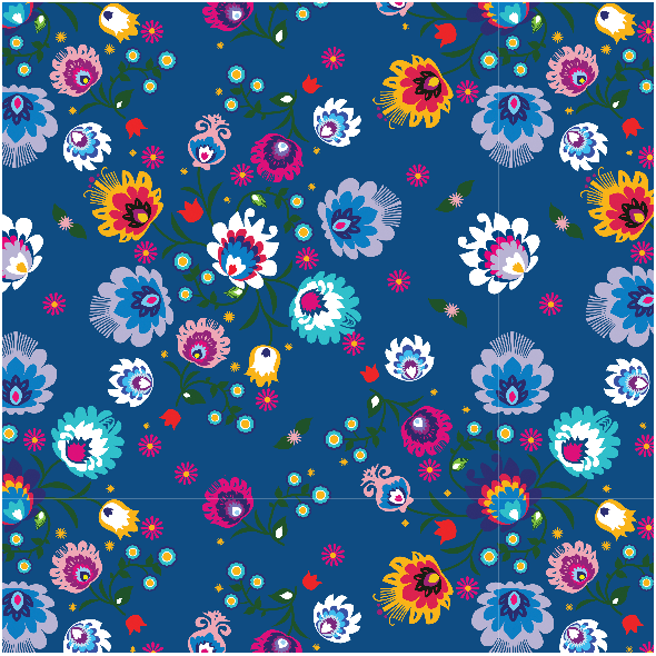 Tkanina 20456 | Folk  classic blue small